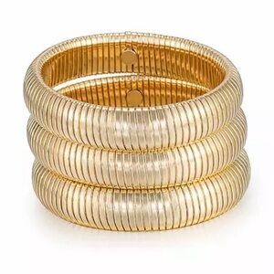 Elegant Gold-Tone Coil Bracelets